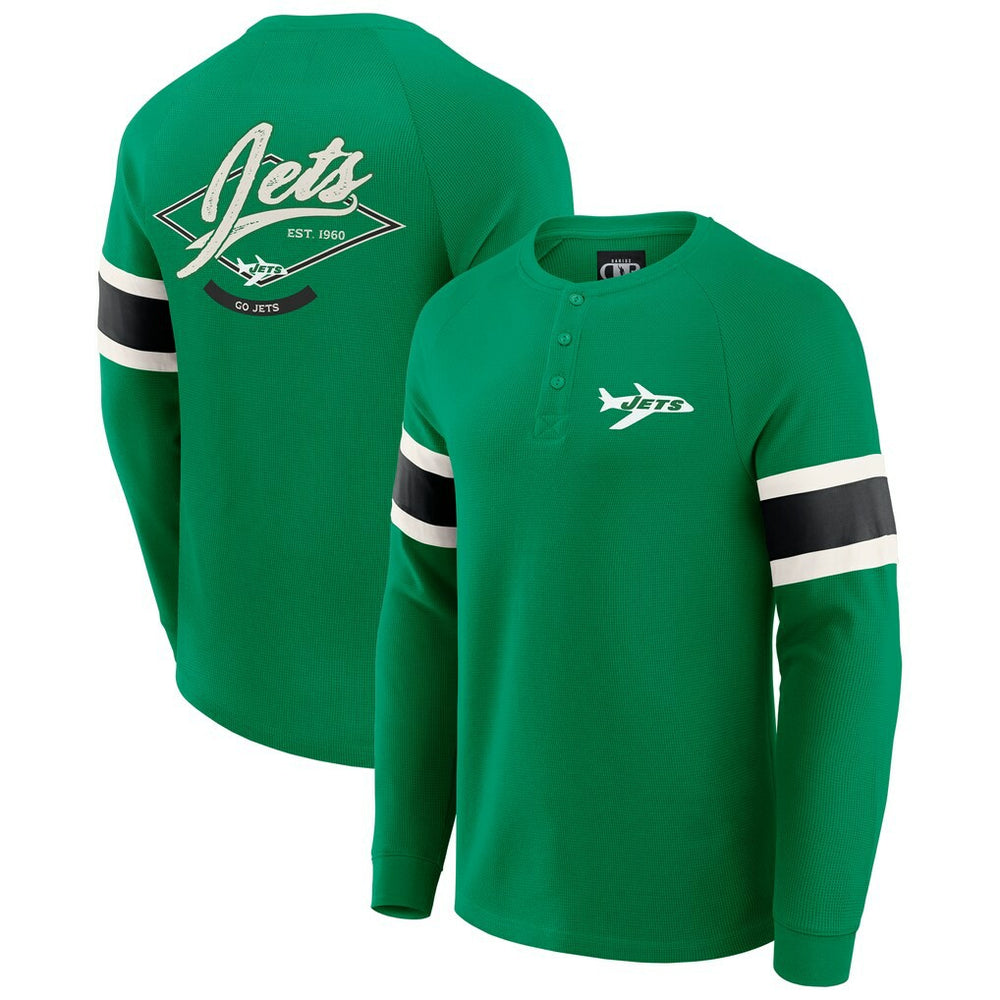 New York Jets Darius Rucker Collection Waffle-Knit Raglan Long Sleeve Henley T-Shirt Kelly Green - Fanatics