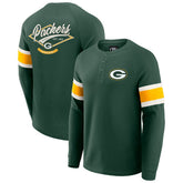 Green Bay Packers Darius Rucker Collection Waffle-Knit Raglan Long Sleeve Henley T-Shirt Green - Fanatics