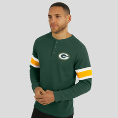 Green Bay Packers Darius Rucker Collection Waffle-Knit Raglan Long Sleeve Henley T-Shirt Green - Fanatics