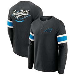 Carolina Panthers Darius Rucker Collection Waffle-Knit Raglan Long Sleeve Henley T-Shirt Black - Fanatics