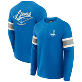 Detroit Lions Darius Rucker Collection Waffle-Knit Raglan Long Sleeve Henley T-Shirt Blue - Fanatics