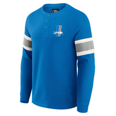 Detroit Lions Darius Rucker Collection Waffle-Knit Raglan Long Sleeve Henley T-Shirt Blue - Fanatics