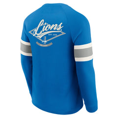 Detroit Lions Darius Rucker Collection Waffle-Knit Raglan Long Sleeve Henley T-Shirt Blue - Fanatics