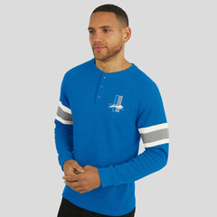 Detroit Lions Darius Rucker Collection Waffle-Knit Raglan Long Sleeve Henley T-Shirt Blue - Fanatics