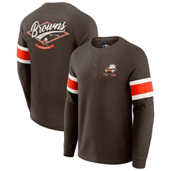 Cleveland Browns Darius Rucker Collection Waffle-Knit Raglan Long Sleeve Henley T-Shirt Brown - Fanatics