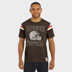 Cleveland Browns Darius Rucker Collection Football Stripe Sleeve T-Shirt Brown - Fanatics