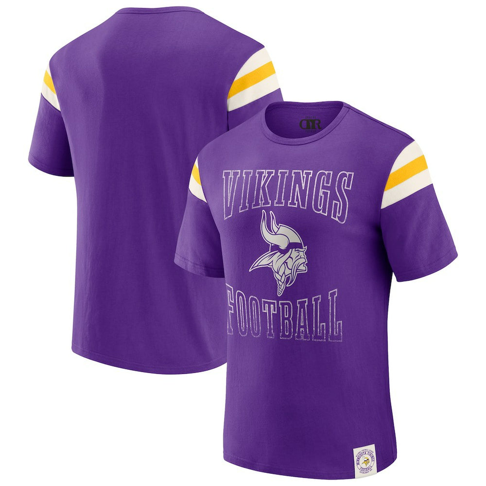 Minnesota Vikings Darius Rucker Collection Football Stripe Sleeve T-Shirt Purple - Fanatics