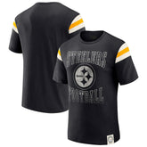 Pittsburgh Steelers Darius Rucker Collection Football Stripe Sleeve T-Shirt Black - Fanatics