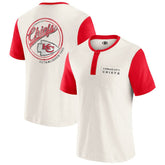 Kansas City Chiefs Darius Rucker Collection Henley Colorblock Slub Pocket T-Shirt Cream - Fanatics