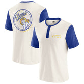 Los Angeles Rams Darius Rucker Collection Henley Colorblock Slub Pocket T-Shirt Cream - Fanatics