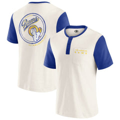 Los Angeles Rams Darius Rucker Collection Henley Colorblock Slub Pocket T-Shirt Cream - Fanatics