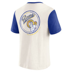 Los Angeles Rams Darius Rucker Collection Henley Colorblock Slub Pocket T-Shirt Cream - Fanatics
