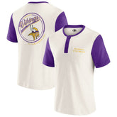Minnesota Vikings Darius Rucker Collection Henley Colorblock Slub Pocket T-Shirt Cream - Fanatics