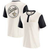 New Orleans Saints Darius Rucker Collection Henley Colorblock Slub Pocket T-Shirt Cream - Fanatics