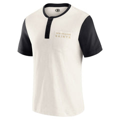 New Orleans Saints Darius Rucker Collection Henley Colorblock Slub Pocket T-Shirt Cream - Fanatics