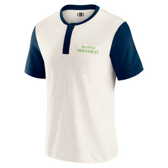 Seattle Seahawks Darius Rucker Collection Henley Colorblock Slub Pocket T-Shirt Cream - Fanatics