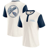 Tennessee Titans Darius Rucker Collection Henley Colorblock Slub Pocket T-Shirt Cream - Fanatics