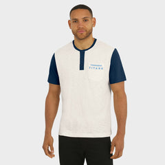 Tennessee Titans Darius Rucker Collection Henley Colorblock Slub Pocket T-Shirt Cream - Fanatics