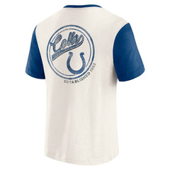 Indianapolis Colts Darius Rucker Collection Henley Colorblock Slub Pocket T-Shirt Cream - Fanatics