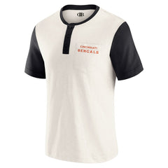 Cincinnati Bengals Darius Rucker Collection Henley Colorblock Slub Pocket T-Shirt Cream - Fanatics