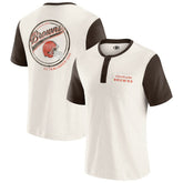 Cleveland Browns Darius Rucker Collection Henley Colorblock Slub Pocket T-Shirt Cream - Fanatics