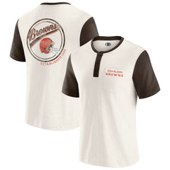 Cleveland Browns Darius Rucker Collection Henley Colorblock Slub Pocket T-Shirt Cream - Fanatics
