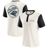 Carolina Panthers Darius Rucker Collection Henley Colorblock Slub Pocket T-Shirt Cream - Fanatics