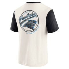 Carolina Panthers Darius Rucker Collection Henley Colorblock Slub Pocket T-Shirt Cream - Fanatics