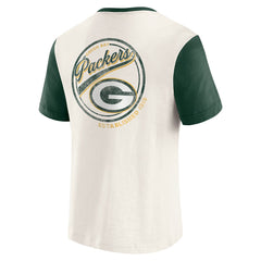 Green Bay Packers Darius Rucker Collection Henley Colorblock Slub Pocket T-Shirt Cream - Fanatics