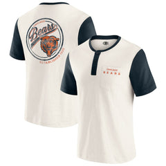 Chicago Bears Darius Rucker Collection Henley Colorblock Slub Pocket T-Shirt Cream - Fanatics