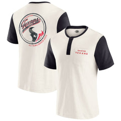 Houston Texans Darius Rucker Collection Henley Colorblock Slub Pocket T-Shirt Cream - Fanatics