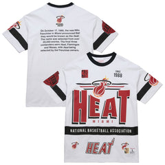Mitchell & Ness - Miami Heat Unisex Hardwood Classics Vintage Team Origins Premium T-Shirt - White