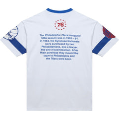 Mitchell & Ness - Philadelphia 76ers Unisex Hardwood Classics Vintage Team Origins Premium T-Shirt - White