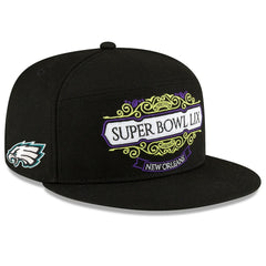 Philadelphia Eagles New Era Super Bowl LIX Tarmac Split Panel 9FIFTY Snapback Hat Black - NFL