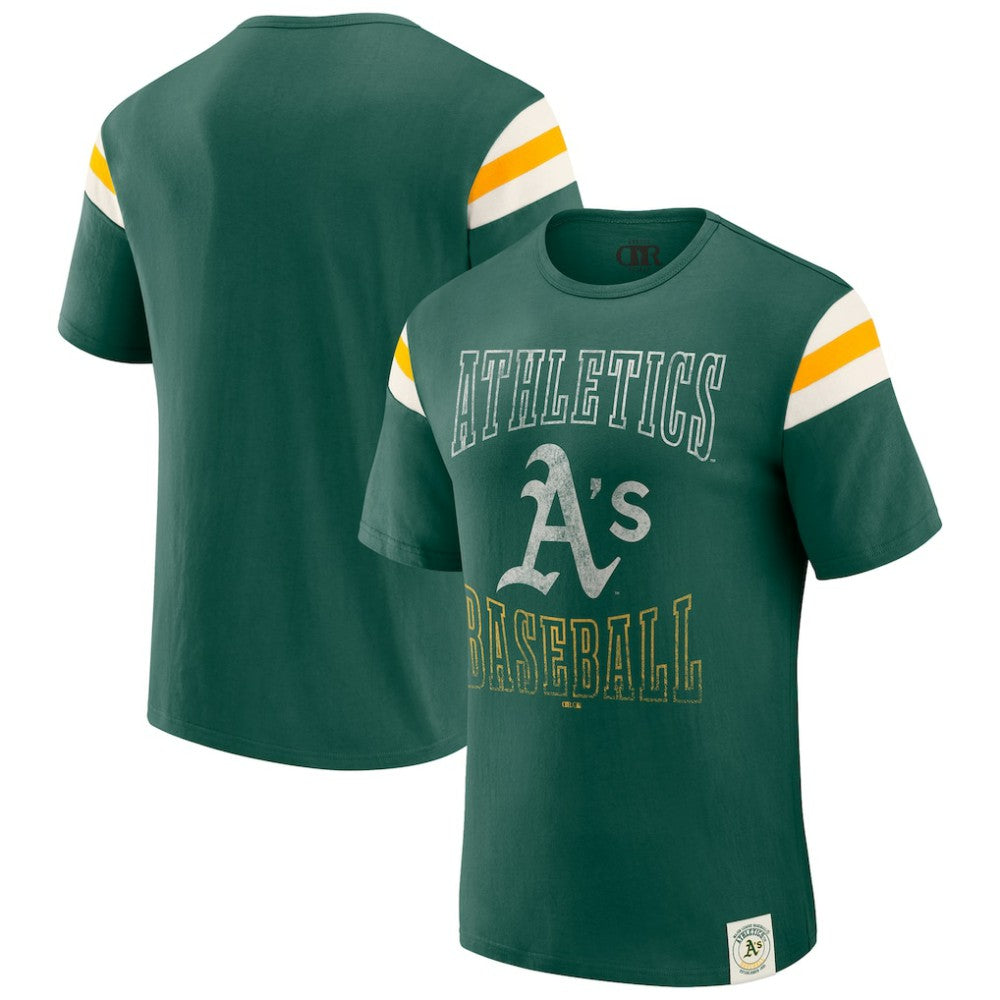 Athletics Darius Rucker Collection by Fanatics Distressed Sleeve Stripe T-Shirt On Sale
