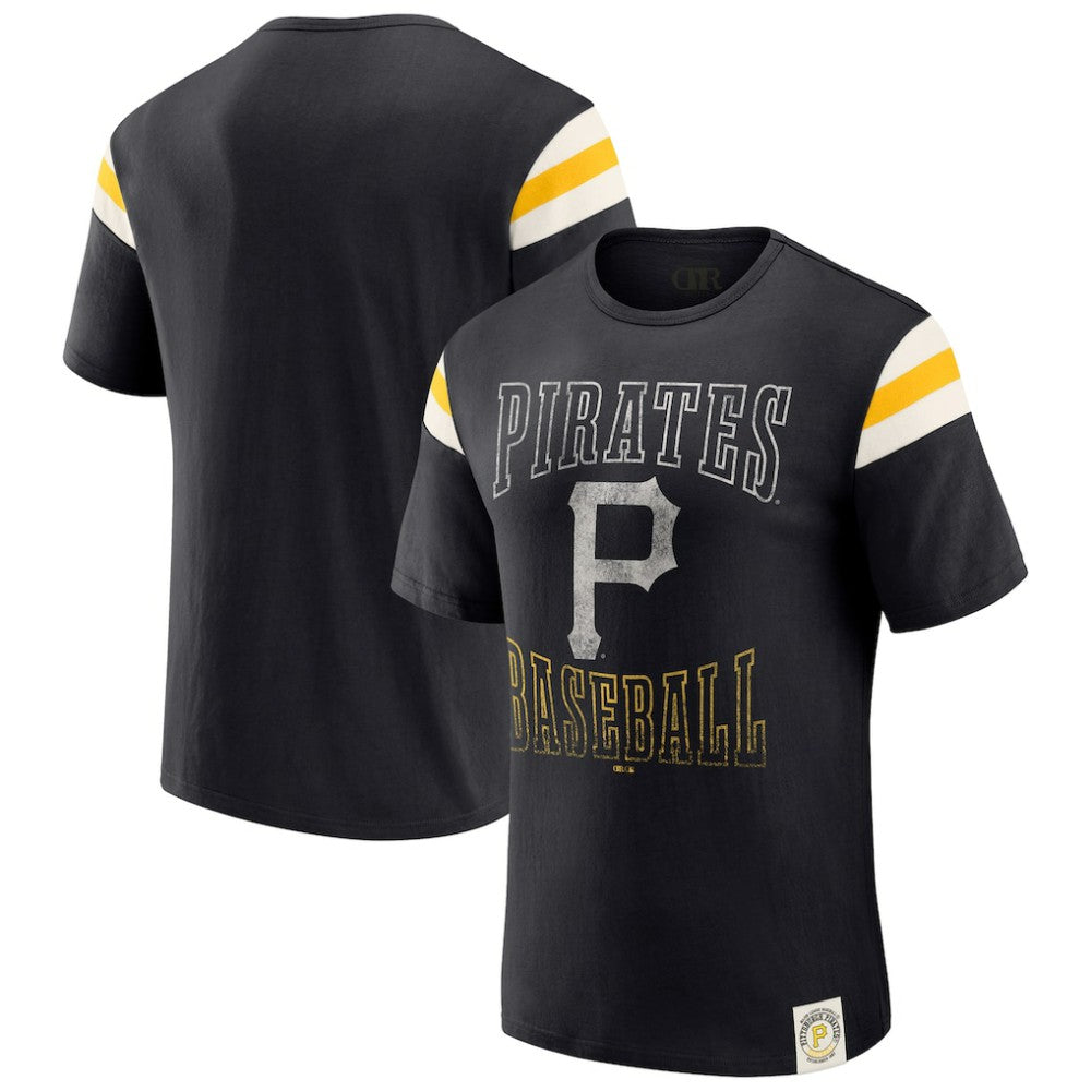 Pittsburgh Pirates Darius Rucker Collection by Fanatics Distressed Sleeve Stripe T-Shirt Online