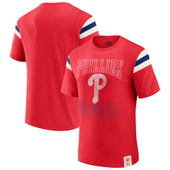 Philadelphia Phillies Darius Rucker Collection by Fanatics Distressed Sleeve Stripe T-Shirt discount
