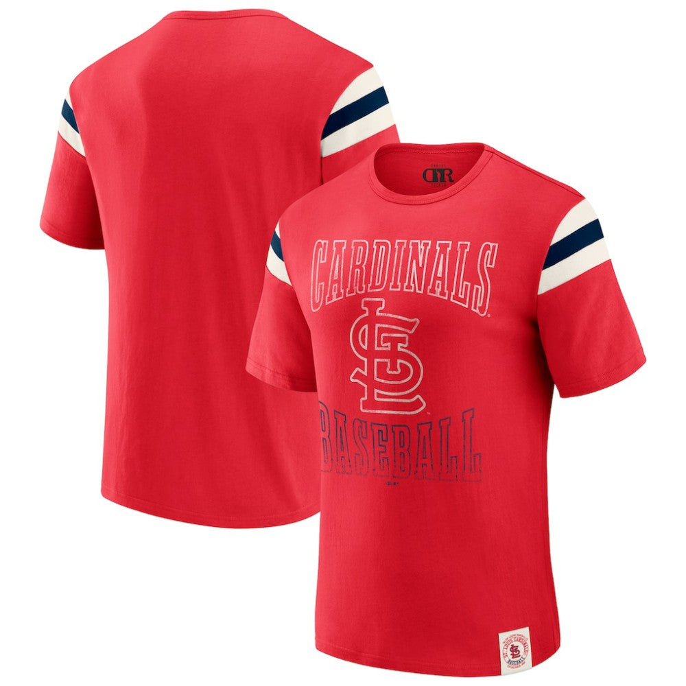 St. Louis Cardinals Darius Rucker Collection by Fanatics Distressed Sleeve Stripe T-Shirt for sale