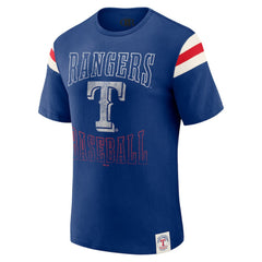 Texas Rangers Darius Rucker Collection by Fanatics Distressed Sleeve Stripe T-Shirt Clearance