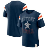 Houston Astros Darius Rucker Collection by Fanatics Distressed Sleeve Stripe T-Shirt On Sale