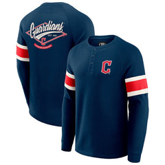 Cleveland Guardians Darius Rucker Collection by Fanatics Waffle-Knit Raglan Long Sleeve Henley T-Shirt On Sale