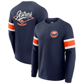 Houston Astros Darius Rucker Collection by Fanatics Waffle-Knit Raglan Long Sleeve Henley T-Shirt Lifestyle