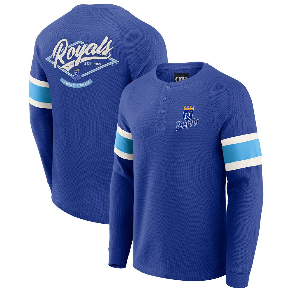 Kansas City Royals Darius Rucker Collection by Fanatics Waffle-Knit Raglan Long Sleeve Henley T-Shirt Sale