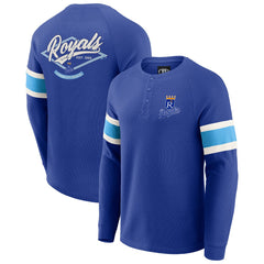 Kansas City Royals Darius Rucker Collection by Fanatics Waffle-Knit Raglan Long Sleeve Henley T-Shirt Sale