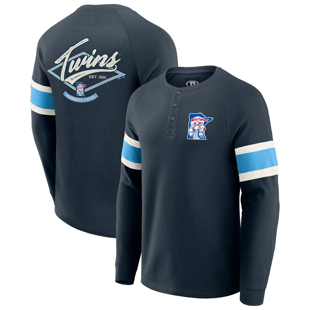 Minnesota Twins Darius Rucker Collection by Fanatics Waffle-Knit Raglan Long Sleeve Henley T-Shirt discount