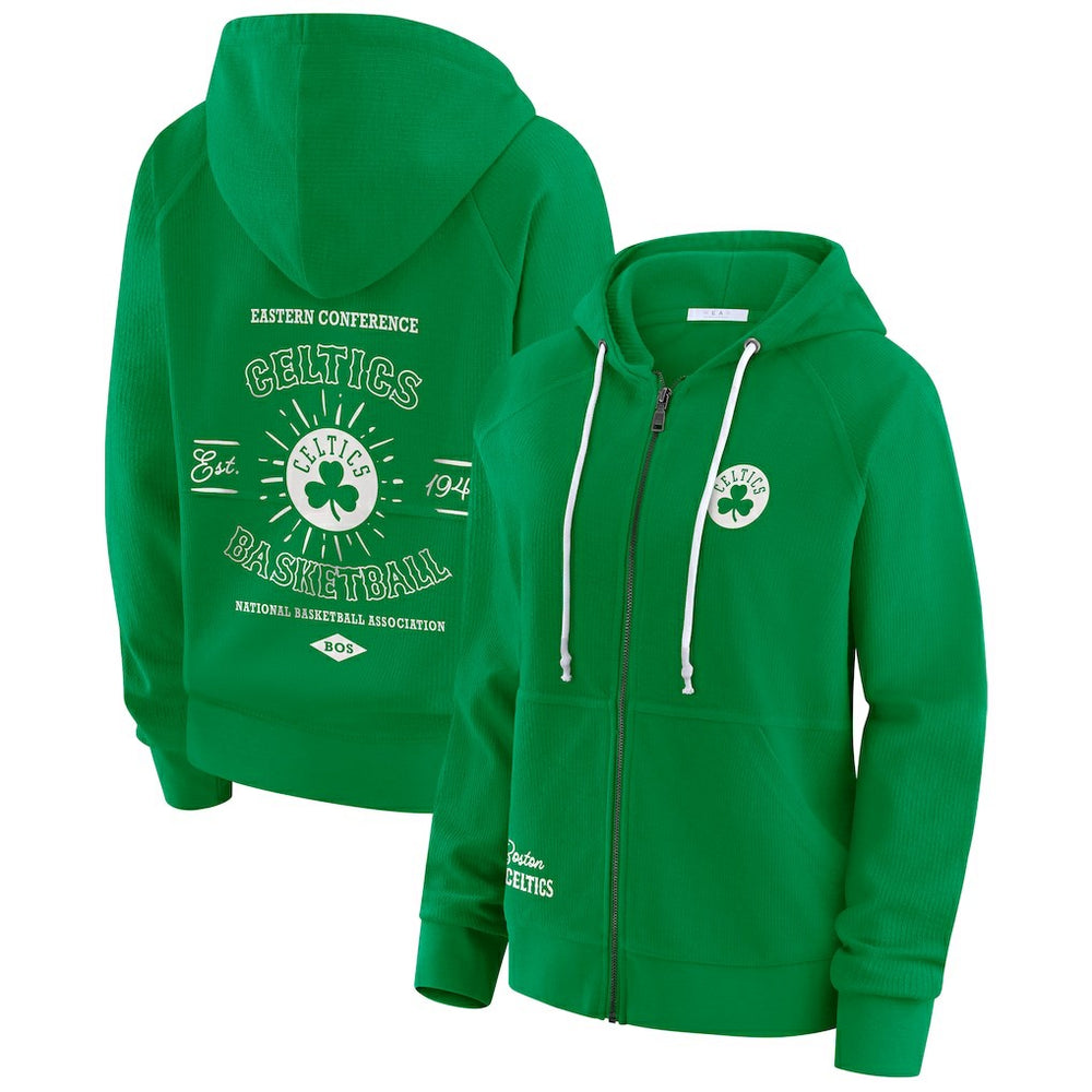 NBA - Boston Celtics WEAR by Erin Andrews Women's Vintage Full-Zip Raglan Hoodie - Green