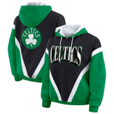 NBA - Boston Celtics WEAR by Erin Andrews Women's Colorblock Full-Zip Hoodie Windbreaker Jacket - Black/Kelly Green