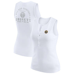 NBA - Denver Nuggets WEAR by Erin Andrews Women's Rib-Knit Henley Tank Top - White