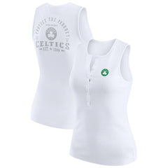 NBA - Boston Celtics WEAR by Erin Andrews Women's Rib-Knit Henley Tank Top - White
