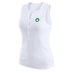 NBA - Boston Celtics WEAR by Erin Andrews Women's Rib-Knit Henley Tank Top - White